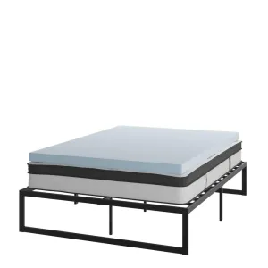 14 Inch Metal Platform Bed Frame With 10 Inch Pocket Spring Mattress In A Box And 3 Inch Cool Gel Memory Foam Topper - Queen By Flash Furniture