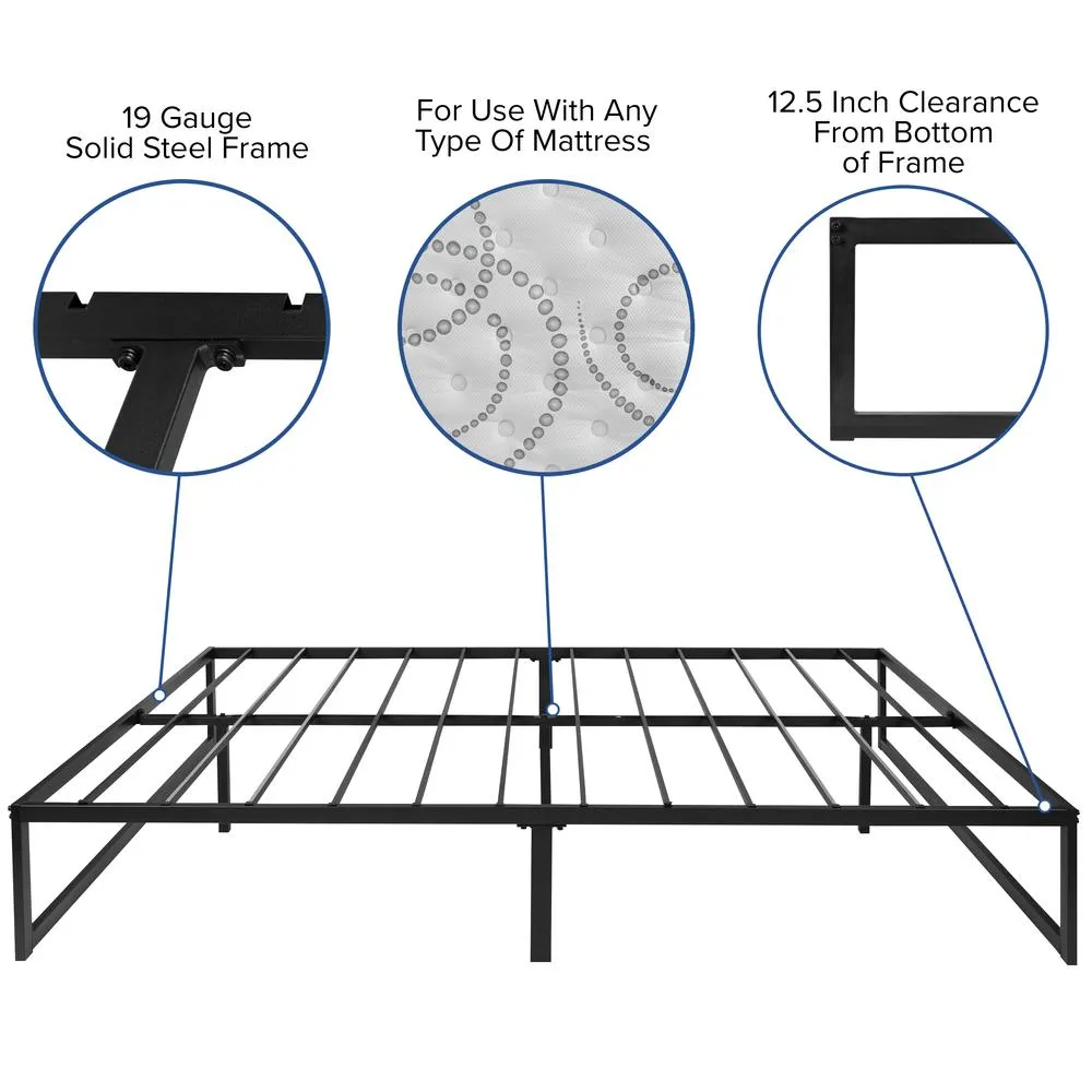 14 Inch Metal Platform Bed Frame With 10 Inch Pocket Spring Mattress In A Box And 3 Inch Cool Gel Memory Foam Topper - Queen By Flash Furniture