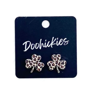 15mm Lil' Shamrock Stud Earrings - Leopard