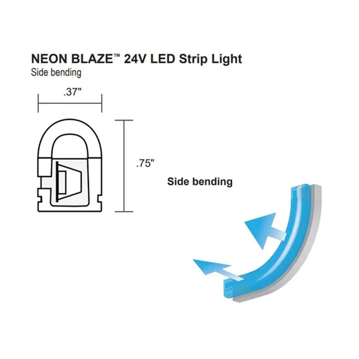 16ft Neon Blaze Flexible LED Lighting, 3500K, 24V, Side Bending