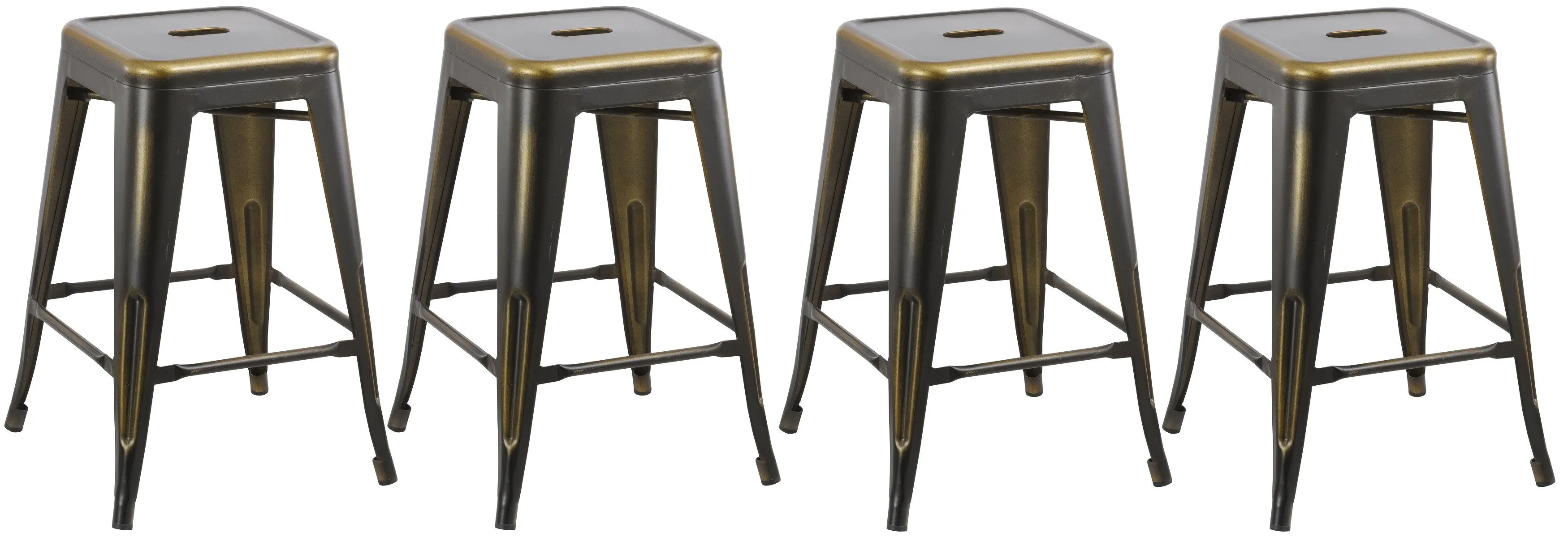 24" inch Industrial Vintage Antique Copper Distressed Counter Bar Stool Set of 4