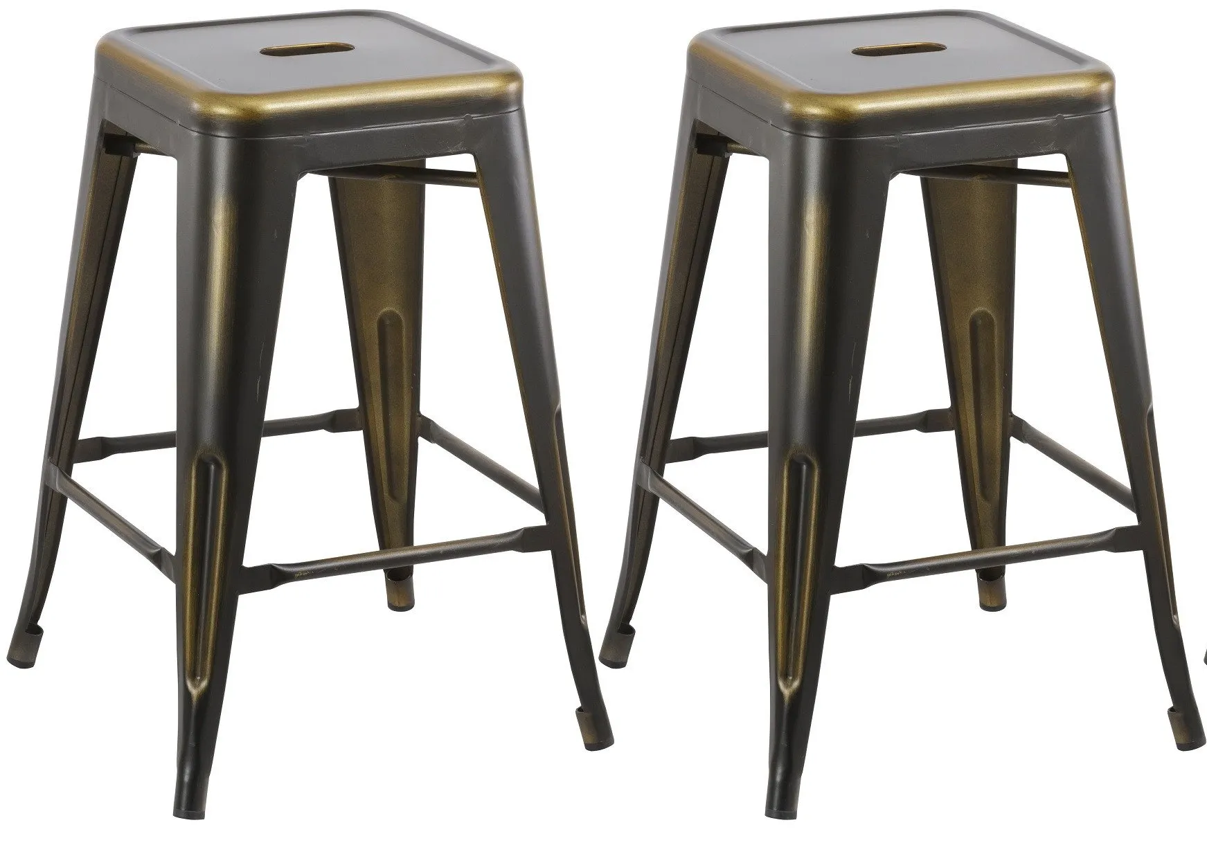 24" inch Industrial Vintage Antique Copper Distressed Counter Bar Stool Set of 4