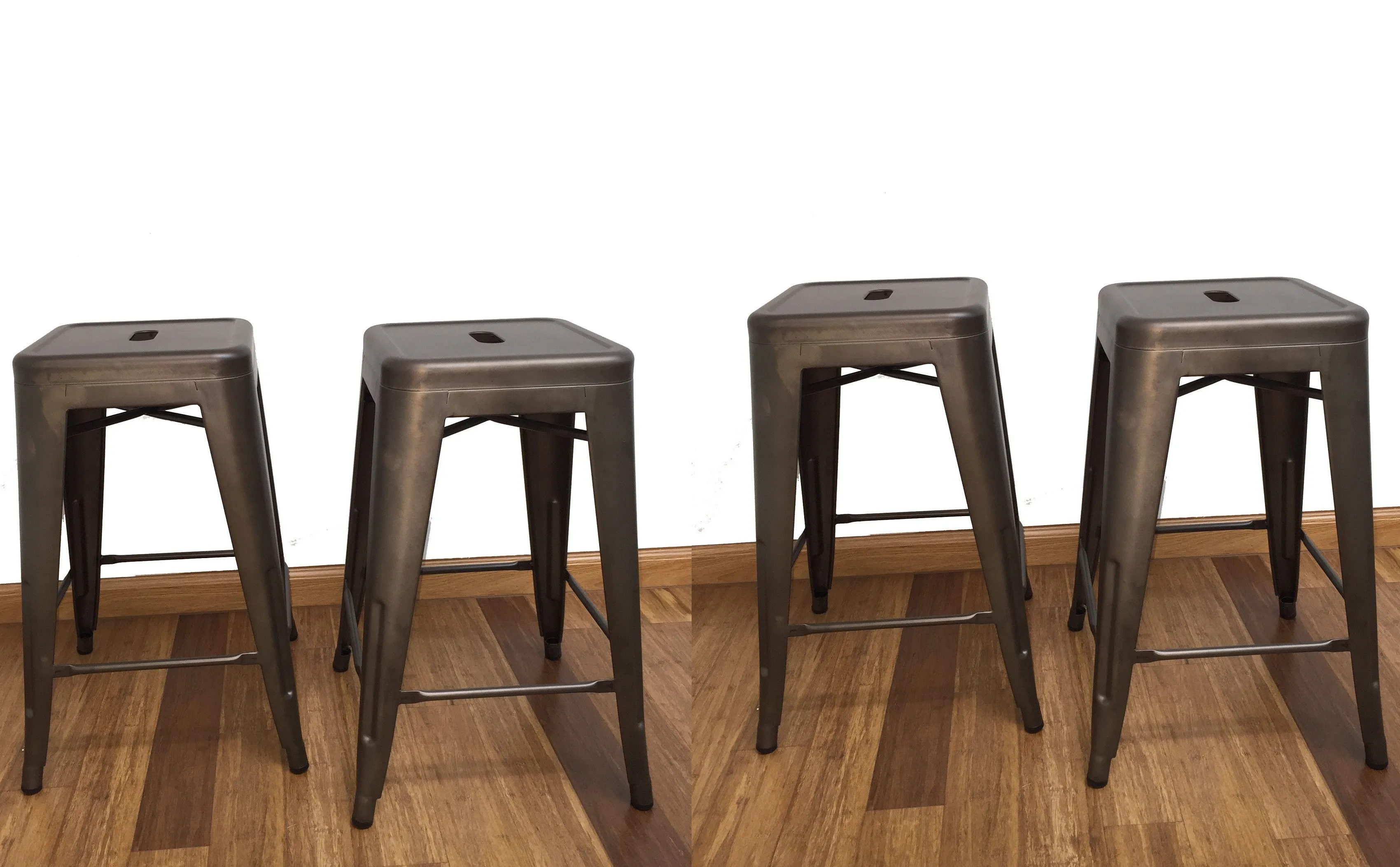 24" Industrial Antique Rustic Distressed Metal Barstools 4pack