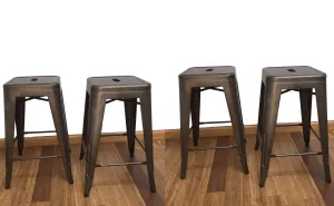 24" Industrial Antique Rustic Distressed Metal Barstools 4pack