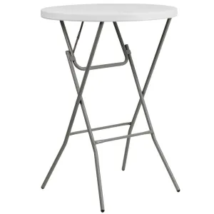 2.6-Foot Round Granite White Plastic Bar Height Folding Table By Flash Furniture