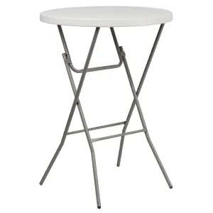 2.63-Foot Round Granite White Plastic Bar Height Folding Table By Flash Furniture