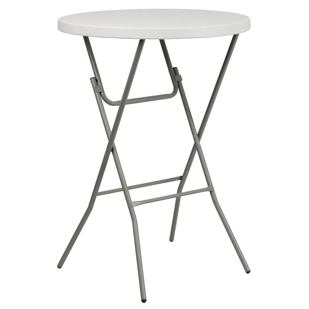 2.63-Foot Round Granite White Plastic Bar Height Folding Table By Flash Furniture