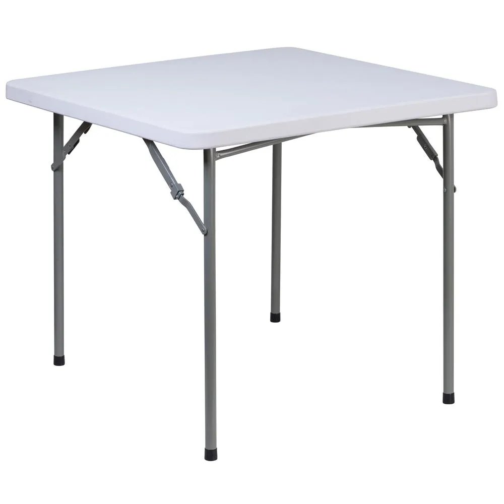 2.81-Foot Square Granite White Plastic Folding Table By Flash Furniture