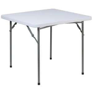 2.81-Foot Square Granite White Plastic Folding Table By Flash Furniture