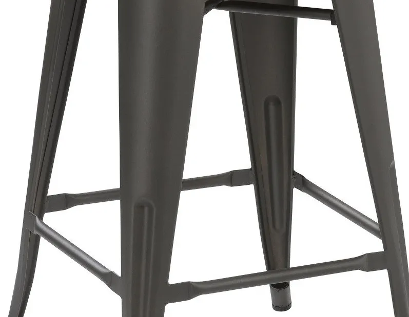 30" Metal Vintage Gunmetal Rustic Counter Bar Stool Modern Wood seat 4 barstools