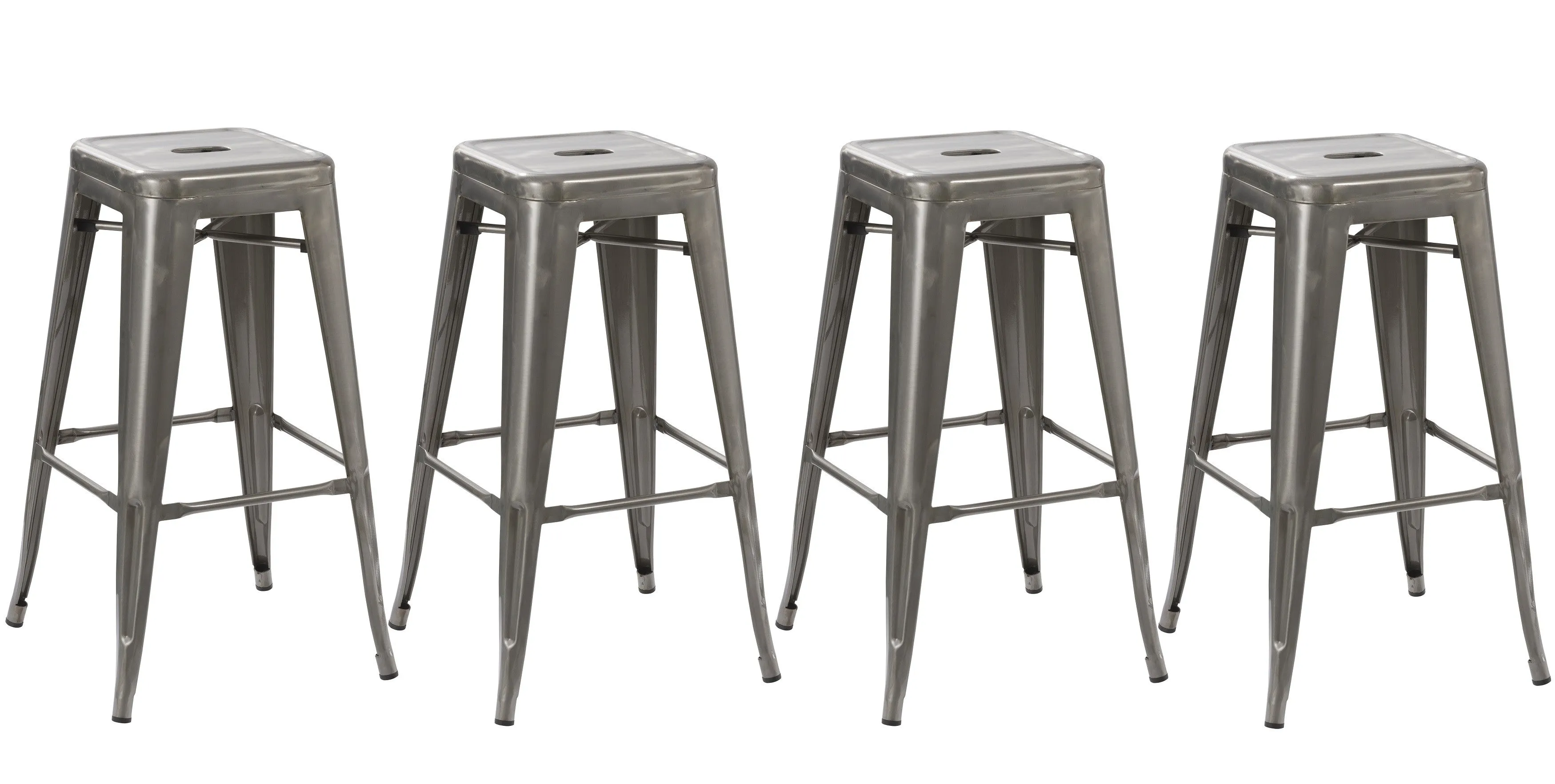 30" Solid Steel Industrial Bronze Distressed Metal Dining BarStool (Set of 4)