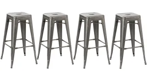 30" Solid Steel Industrial Bronze Distressed Metal Dining BarStool (Set of 4)