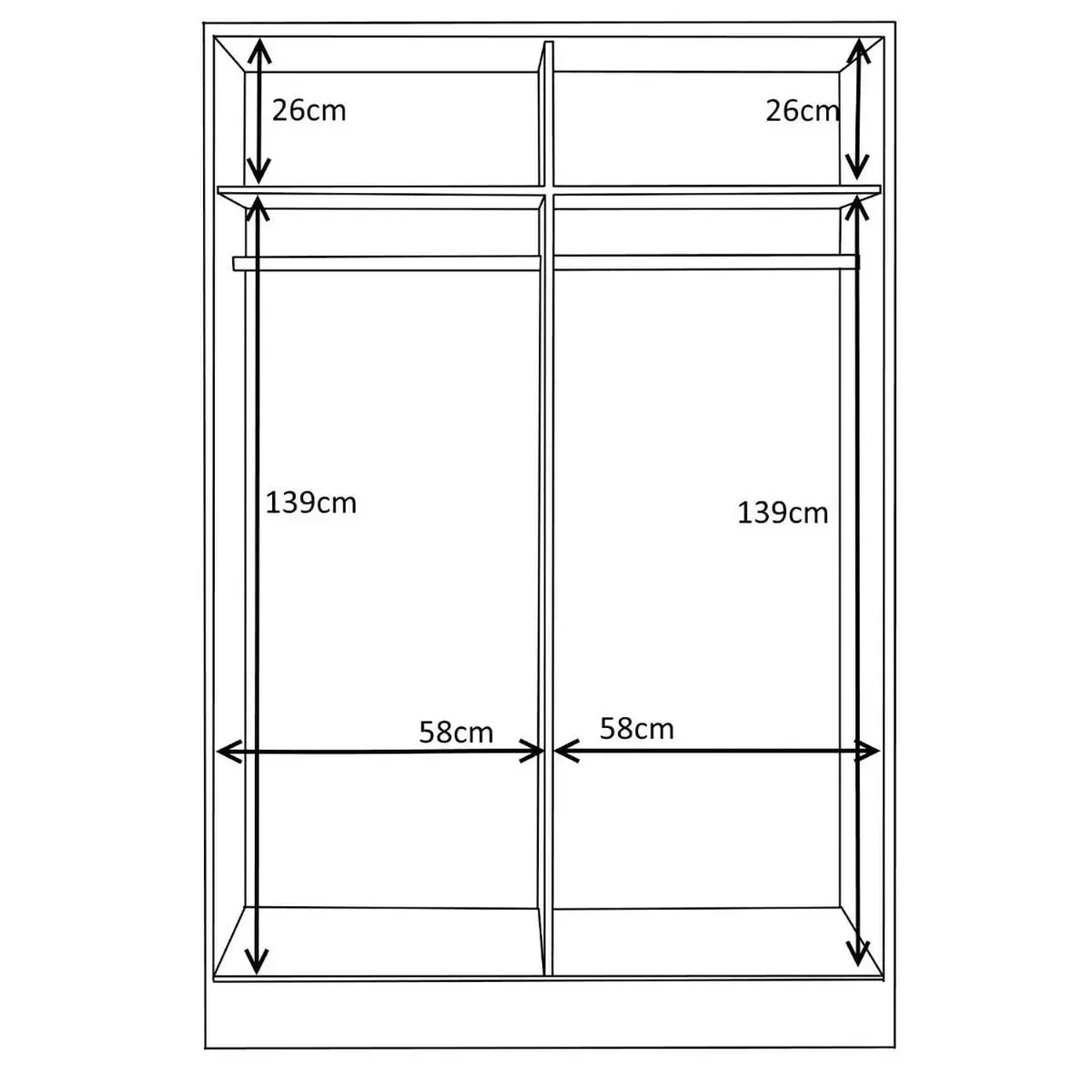 4 Pcs Reflect XL 2 Door Sliding Wardrobe Set - Black & Walnut