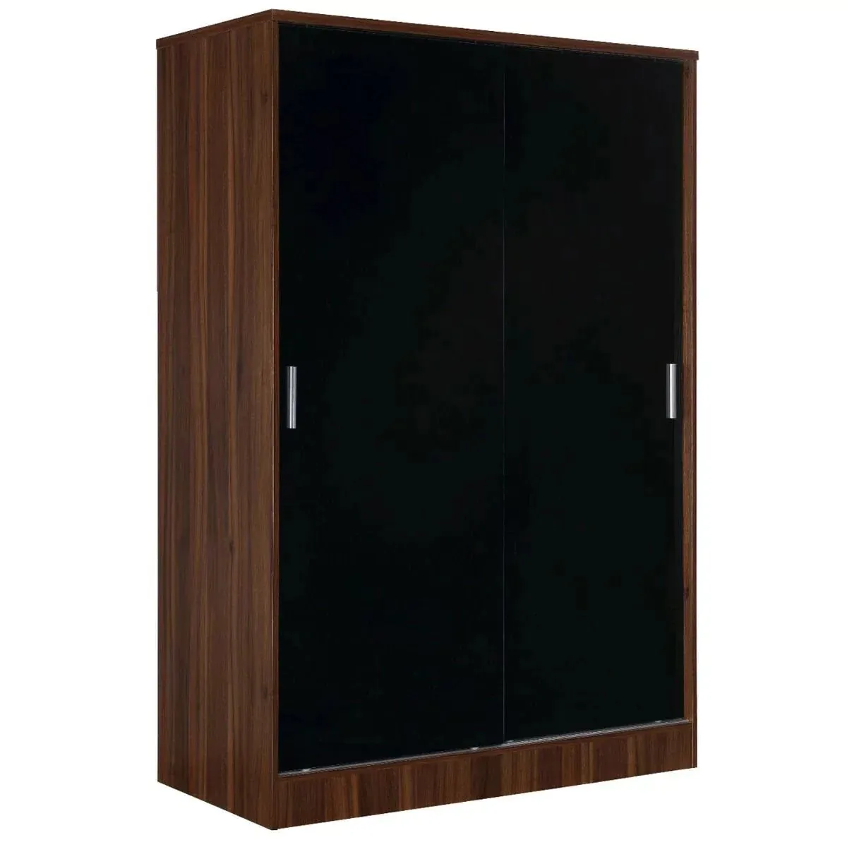 4 Pcs Reflect XL 2 Door Sliding Wardrobe Set - Black & Walnut