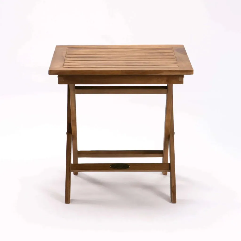 50cm SQUARE TEAK FOLDING SIDE TABLE