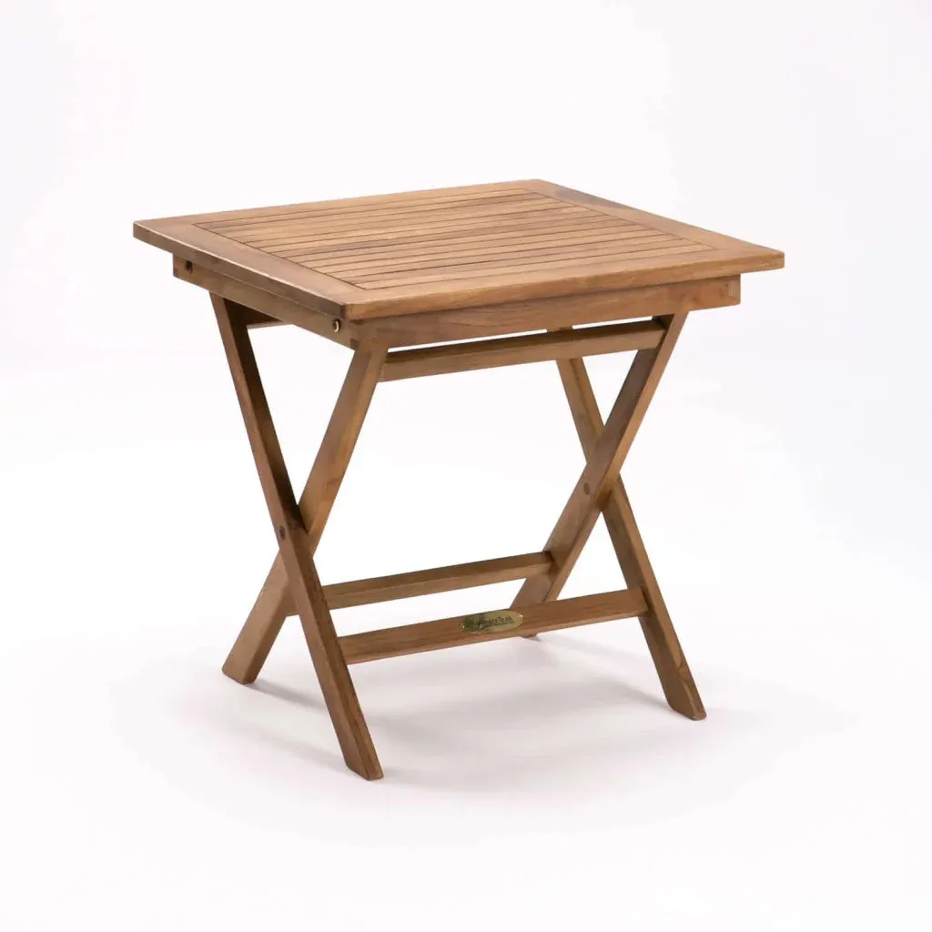 50cm SQUARE TEAK FOLDING SIDE TABLE