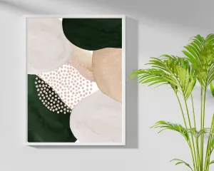 Abstract Boho Art Prints | Beige Cream Green