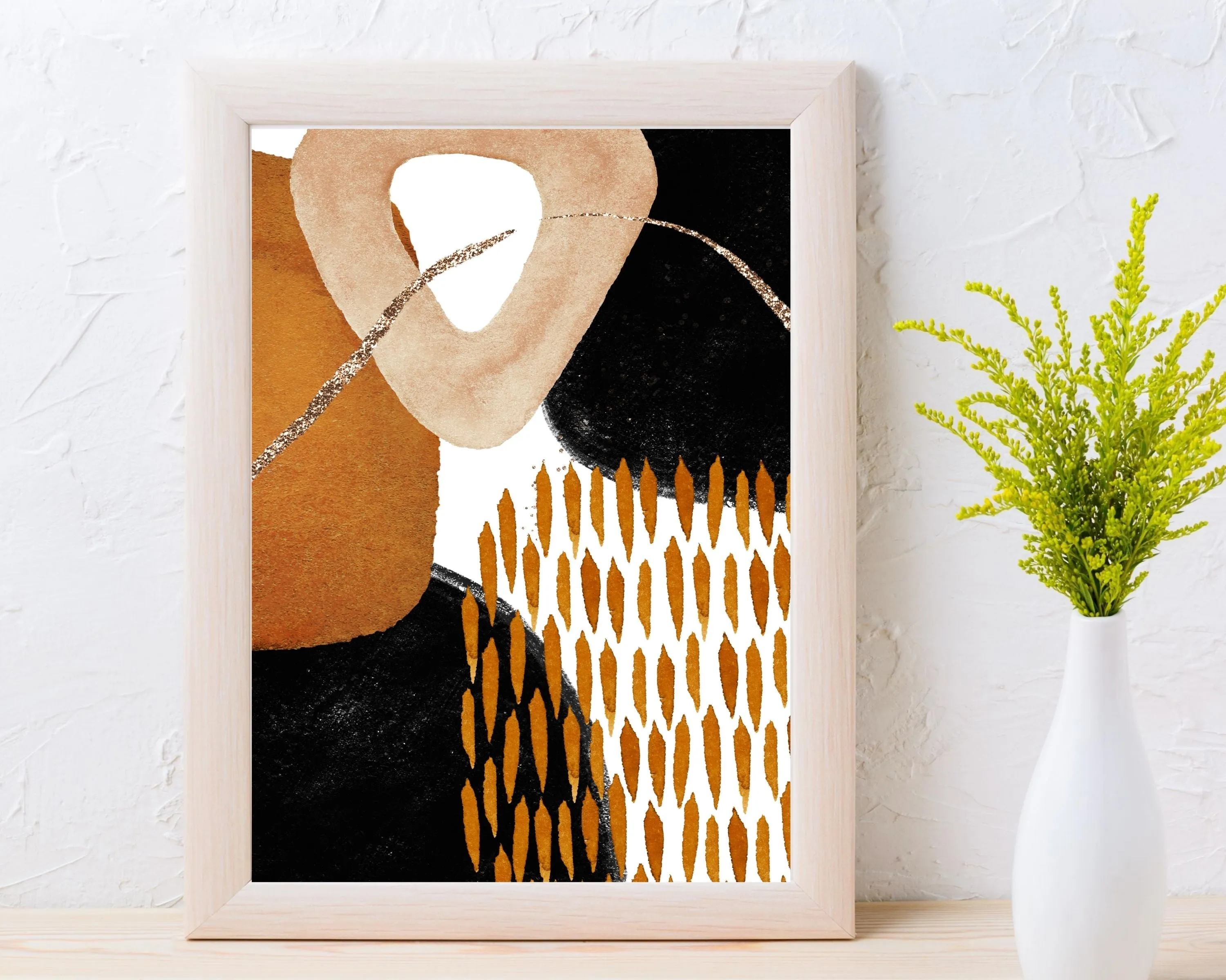 Abstract Boho Art Prints | Burnt Orange Black