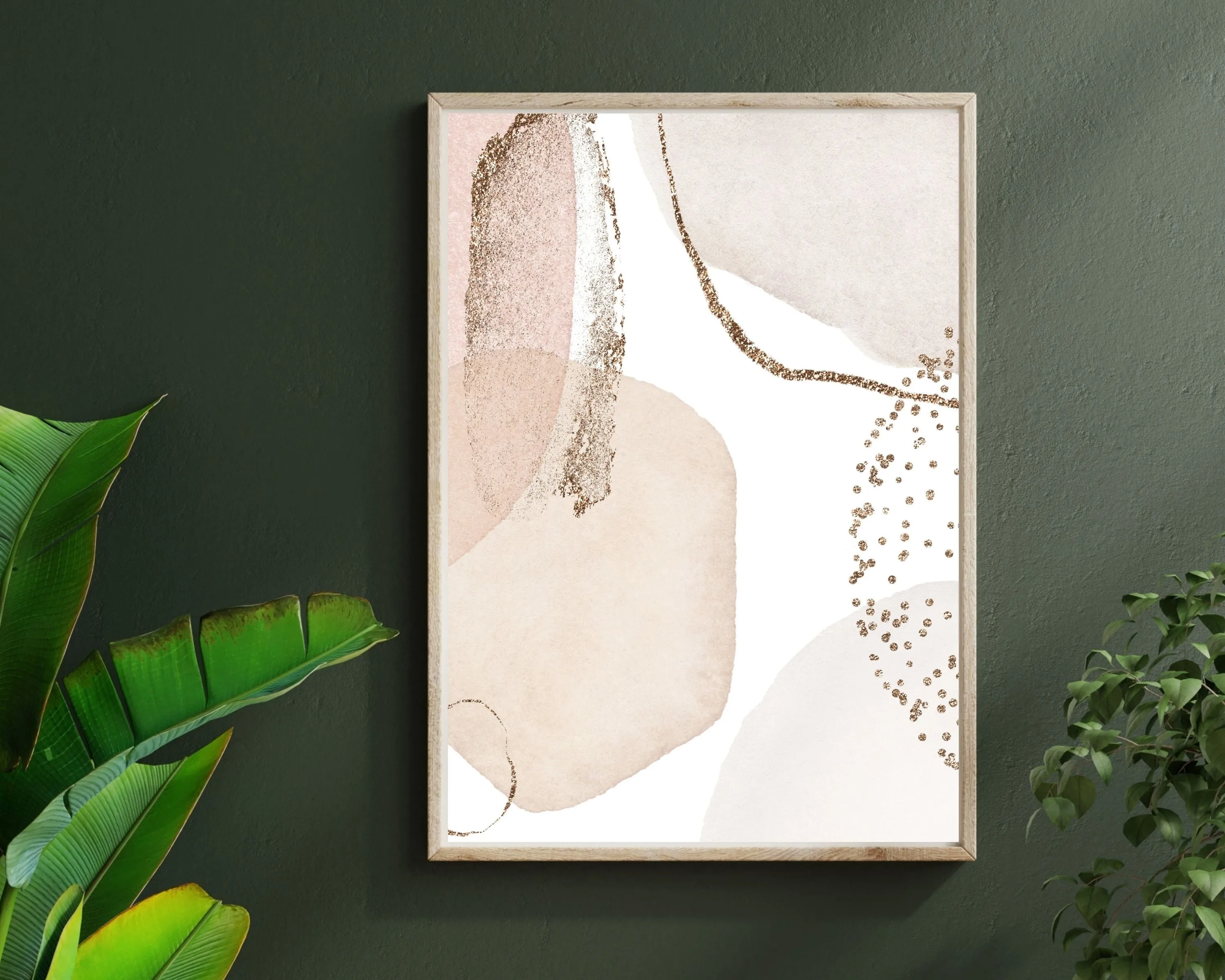 Abstract Boho Art Prints | Rose Gold White