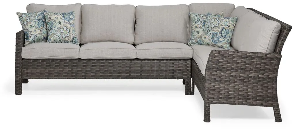 Acadia 6-Piece Outdoor Banquette Set - Grey, Beige