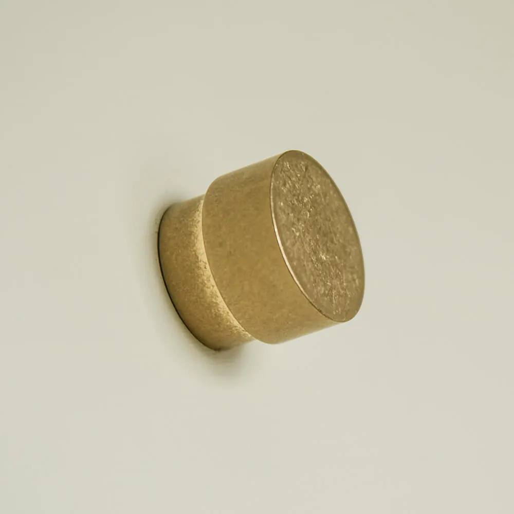 Aged Brass Drum Cabinet Knob