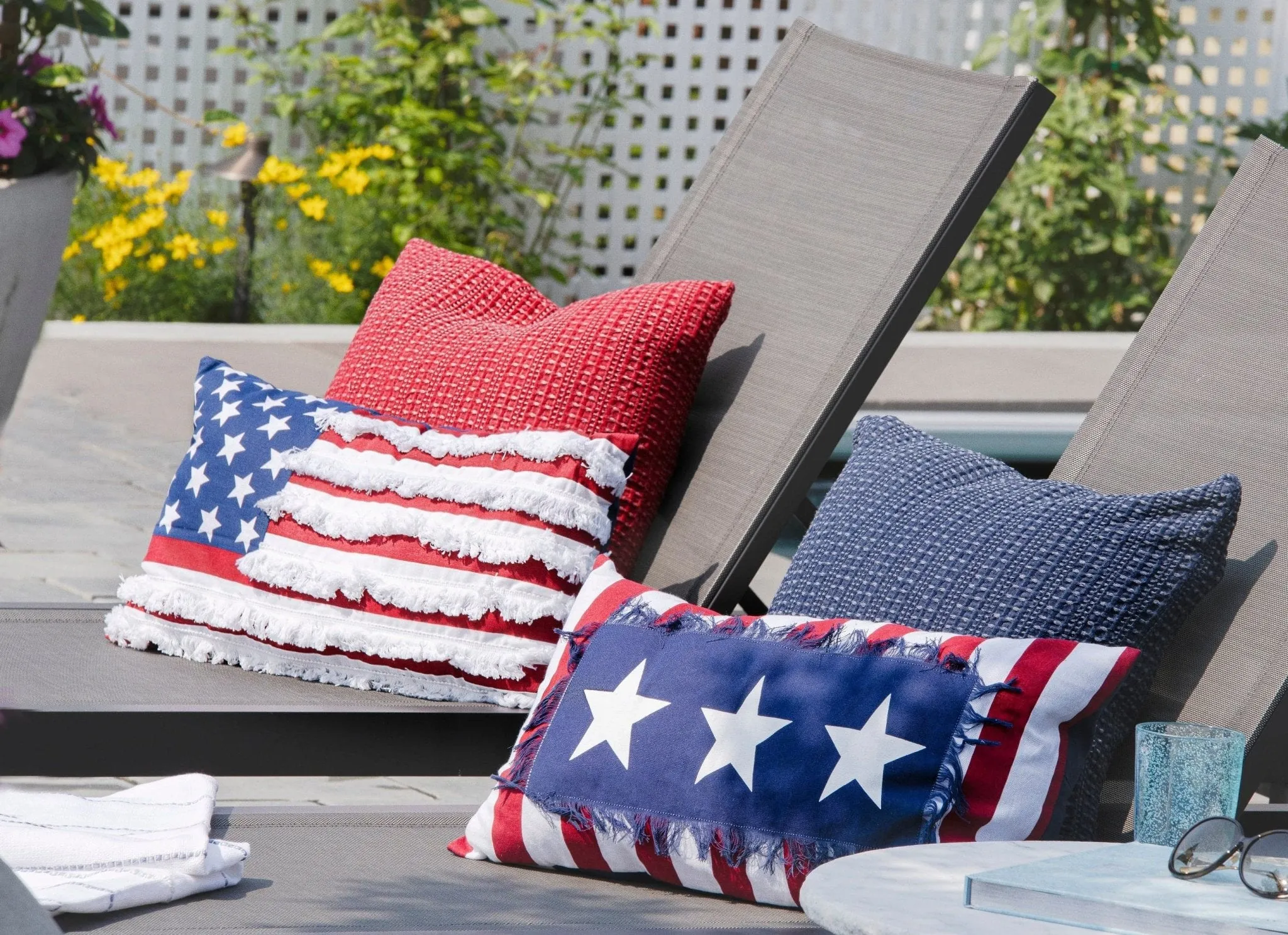 American Flag Fringe Decorative Throw Pillow