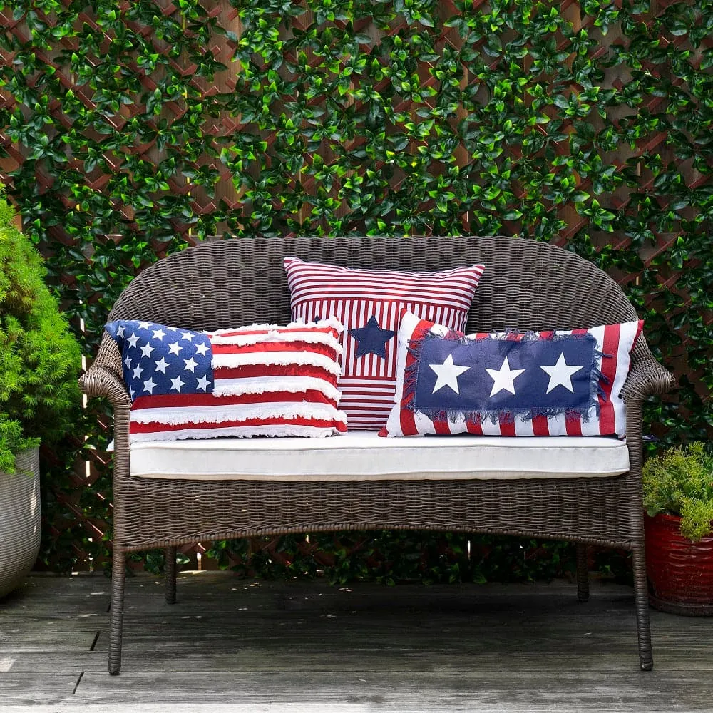 American Flag Fringe Decorative Throw Pillow