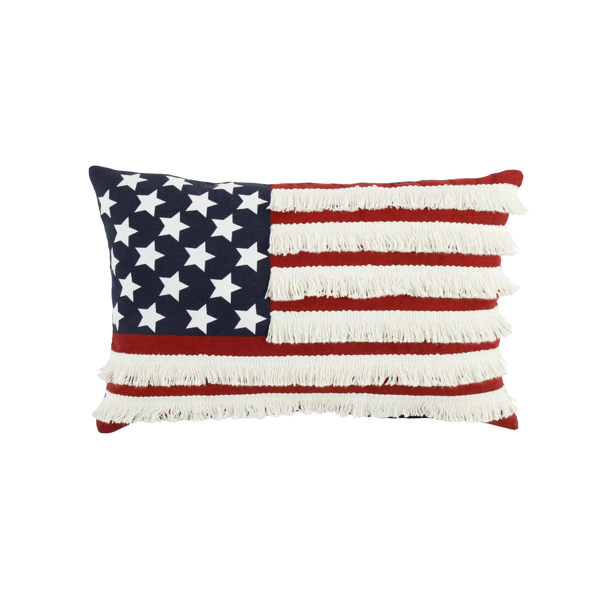 American Flag Fringe Decorative Throw Pillow