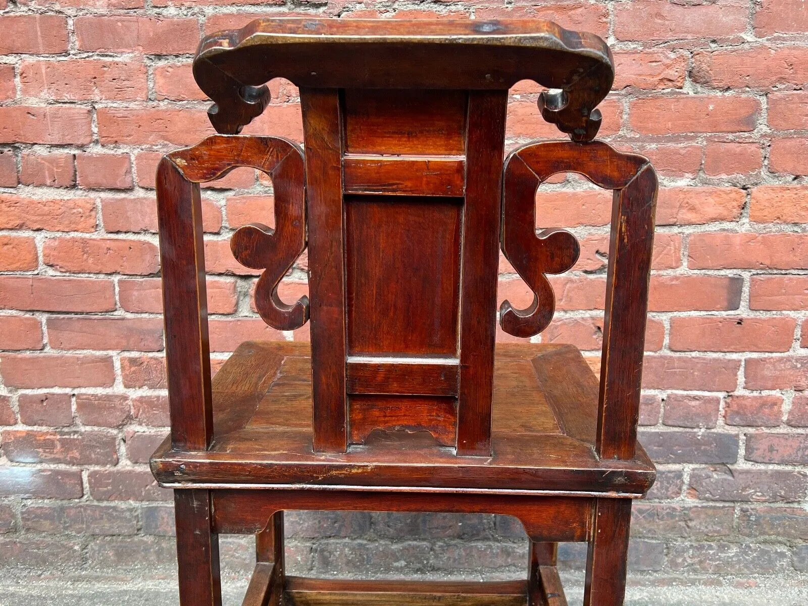 Antique Chinese Pair of 2 Qing Dynasty Side Chairs Late 1800's Yumu Elm Wood