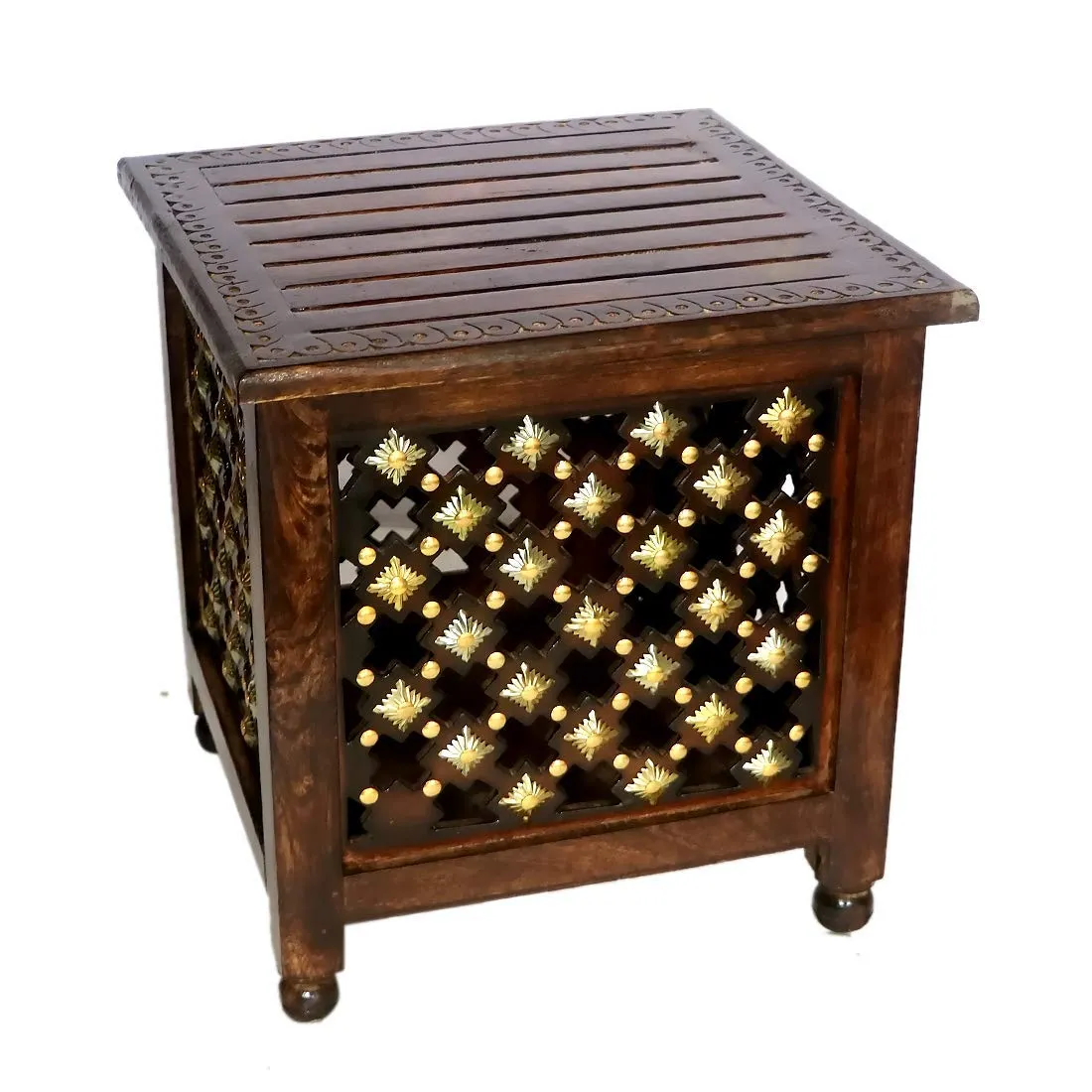 Art and Craft India Wooden Stool for Living Room with Storage | Side Stool | Table for Bedroom | Stool for- Dressing Table, Bedside, Home, Office, Balcony | Bar Stool | Side Table | Coffee Table