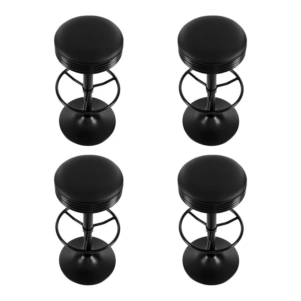 Artiss 4x Bar Stools Leather Padded Gas Lift Black