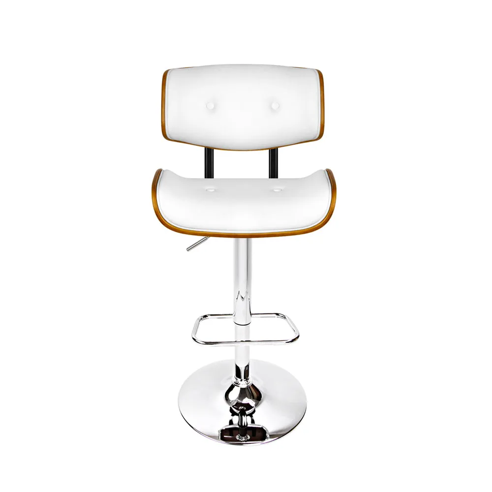 Artiss Bar Stools Gas Lift Leather White