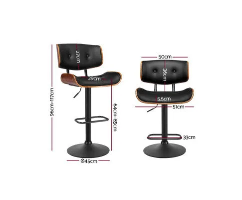 Artiss Set of 4 Kitchen Bar Stools Gas Lift Stool Chairs Swivel Barstool Leather Black