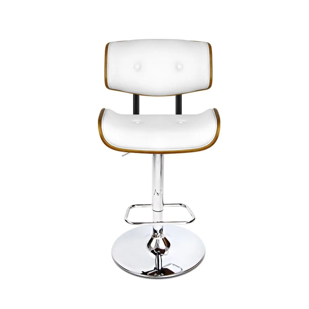 Artiss Two Bar Stools Gas Lift Leather White