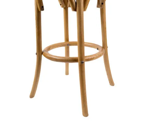 Aster 2pc Round Bar Stools Dining Stool Chair Solid Birch Timber Rattan Seat Oak