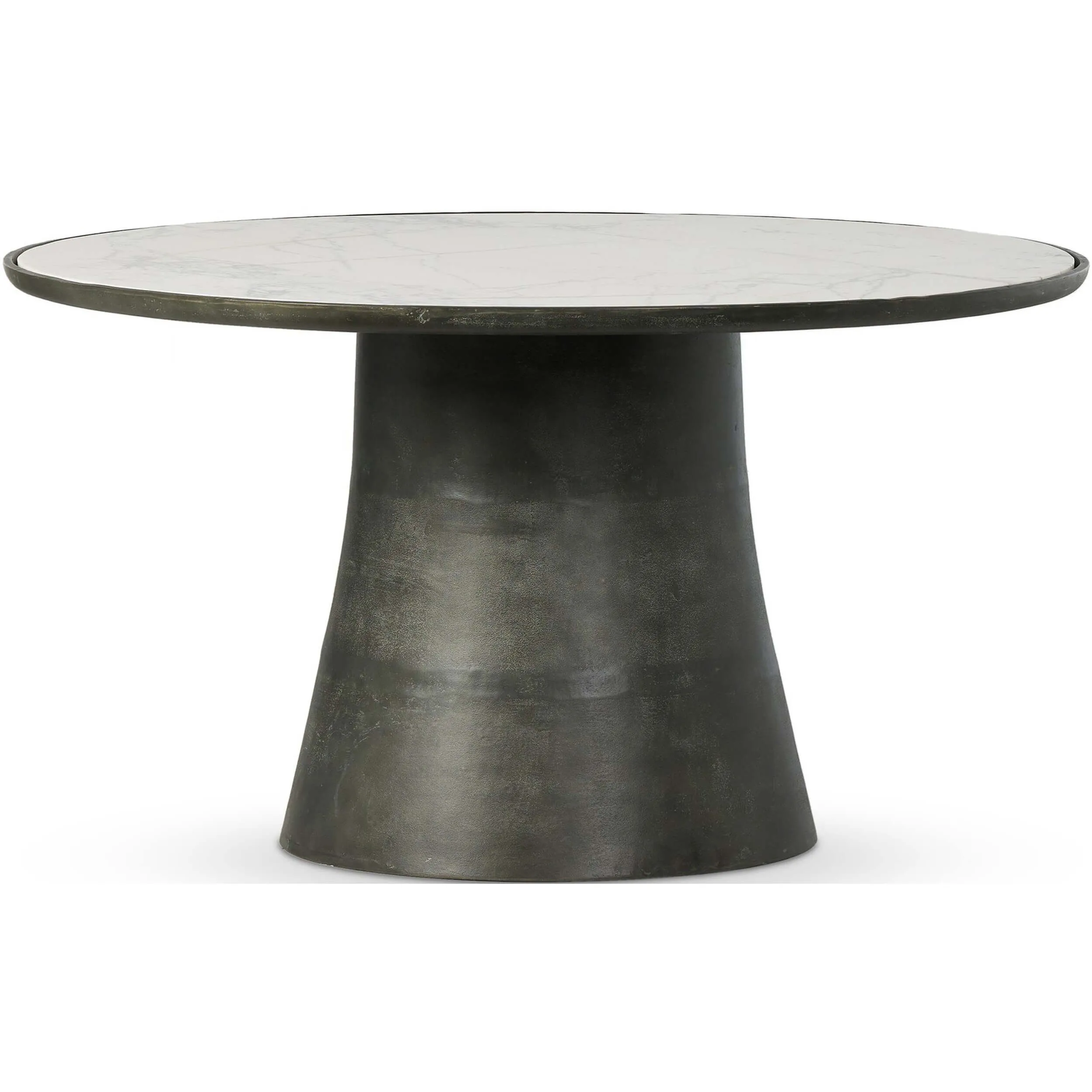 Balboa Outdoor Dining Table, Veined White Marble