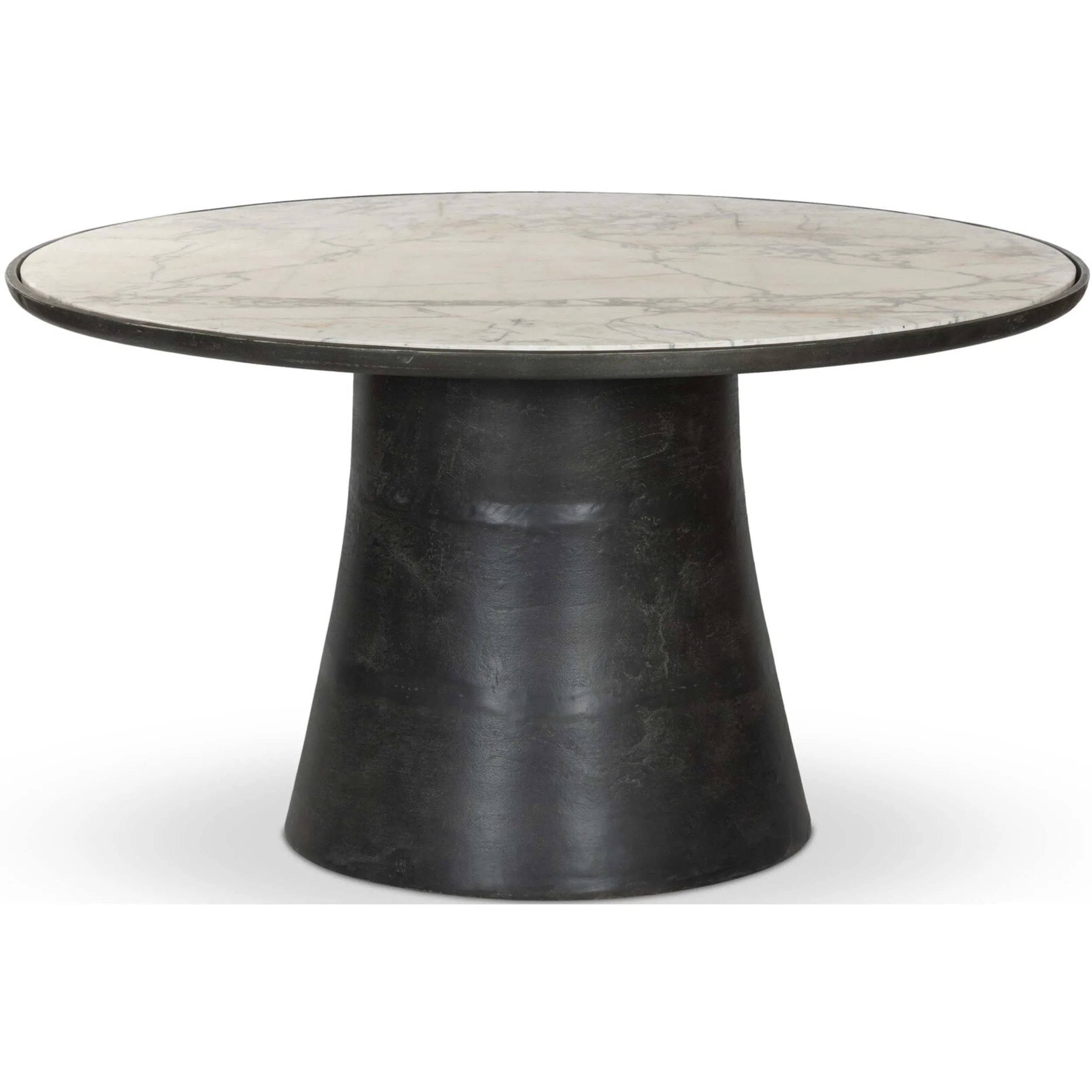 Balboa Outdoor Dining Table, Veined White Marble