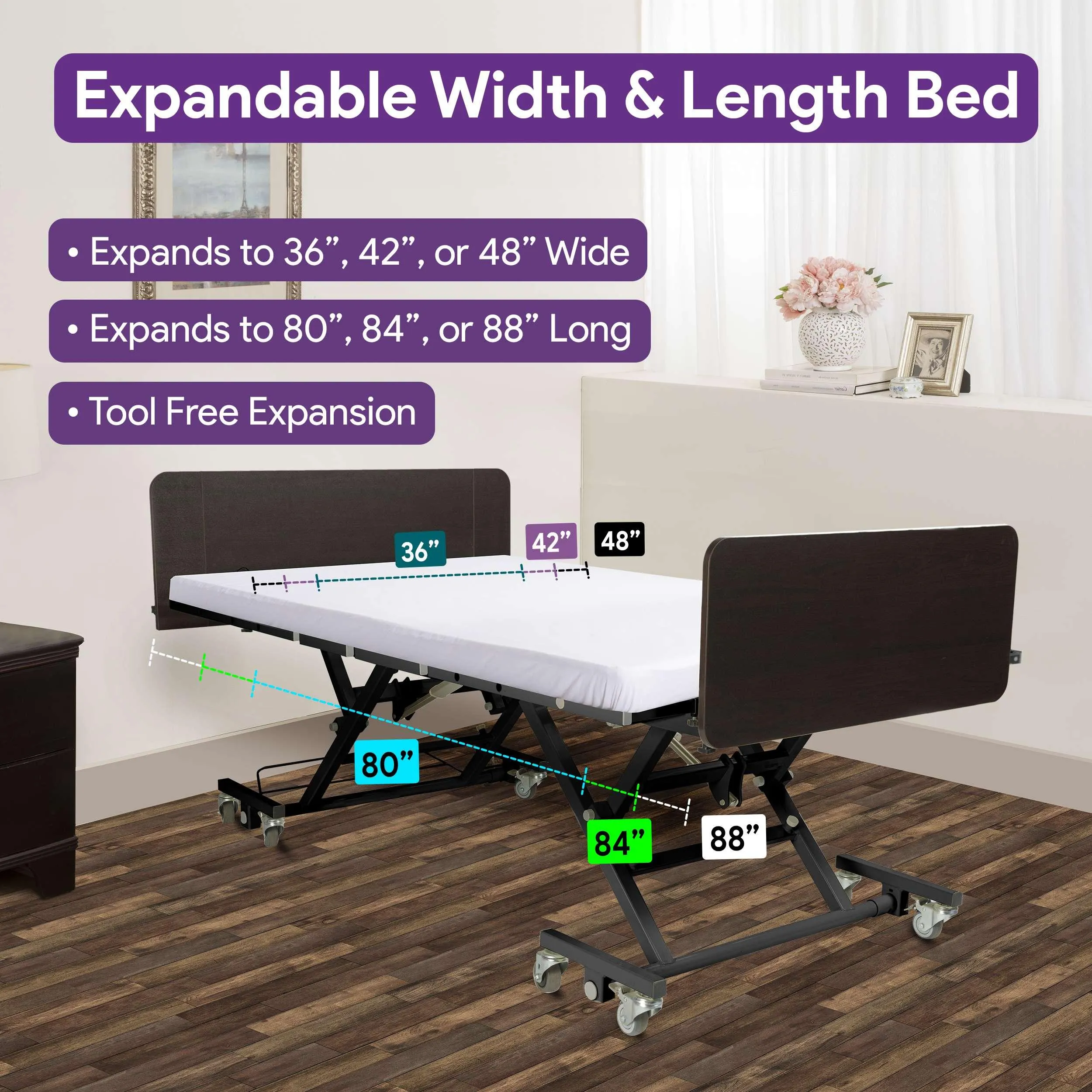 Bariatric Electric Long Term Homecare Expandable Hospital Bed