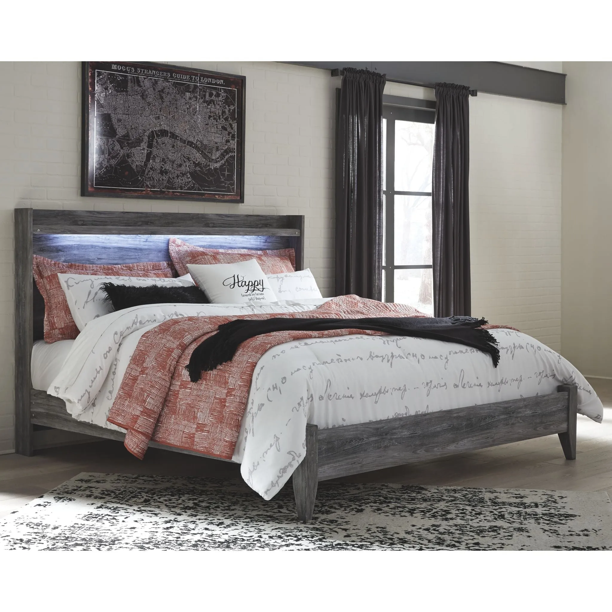 Baystorm 3 Piece King Panel Bed - Grey