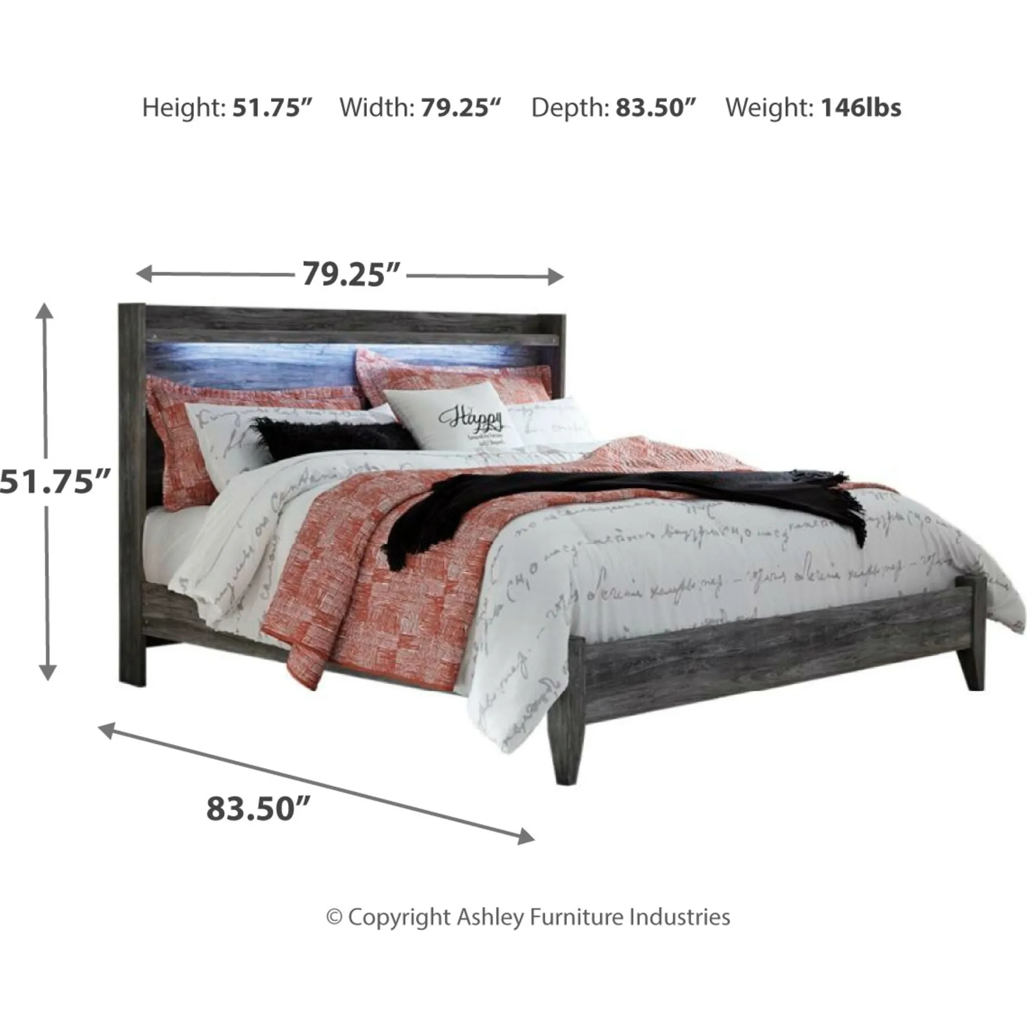 Baystorm 3 Piece King Panel Bed - Grey