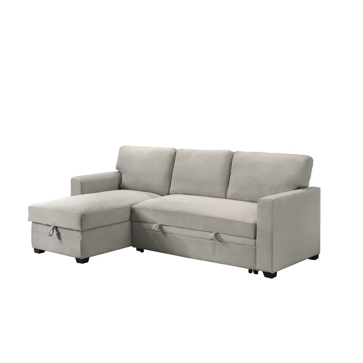 Beige 2-Piece Sectional with Pull-Out Sleeper & Reversible Storage Chaise