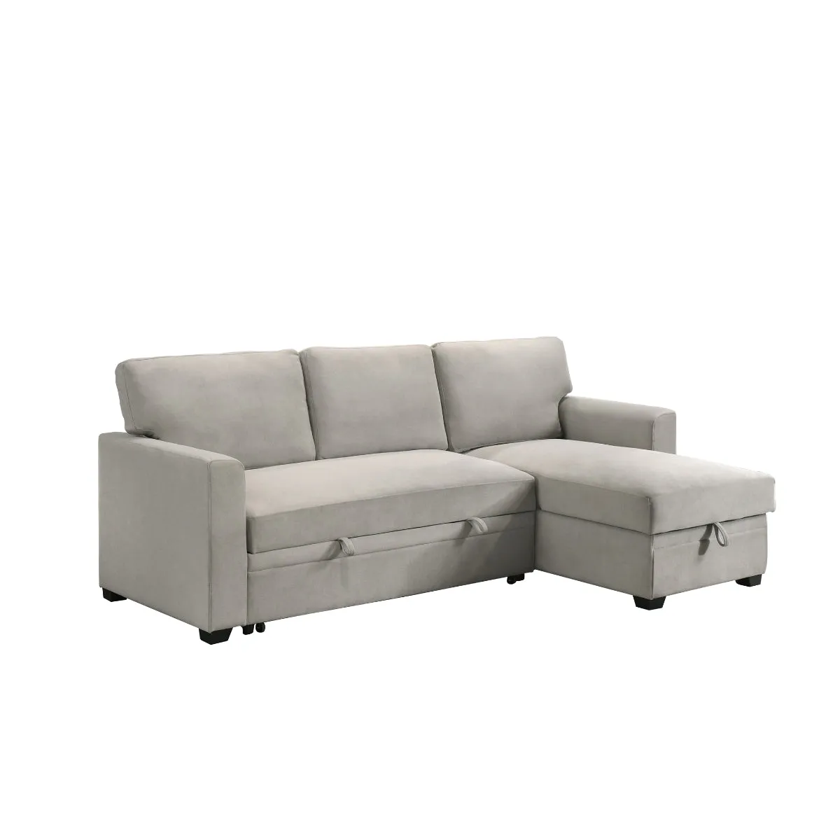 Beige 2-Piece Sectional with Pull-Out Sleeper & Reversible Storage Chaise