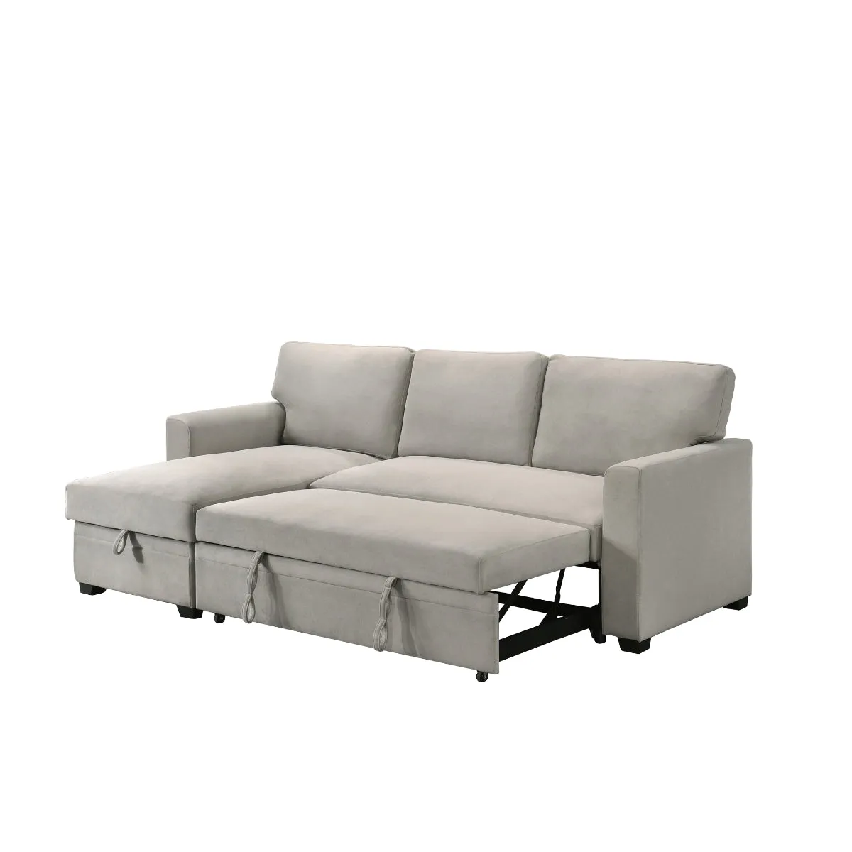 Beige 2-Piece Sectional with Pull-Out Sleeper & Reversible Storage Chaise