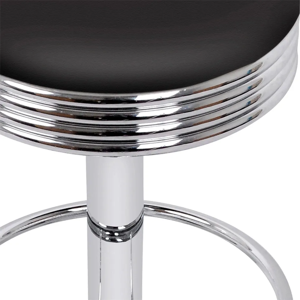 Black PU Leather Swivel Bar Stools Set, Chrome - Artiss