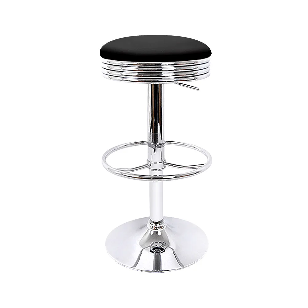 Black PU Leather Swivel Bar Stools Set, Chrome - Artiss