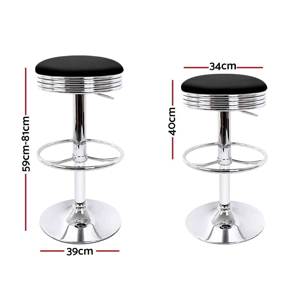 Black PU Leather Swivel Bar Stools Set, Chrome - Artiss