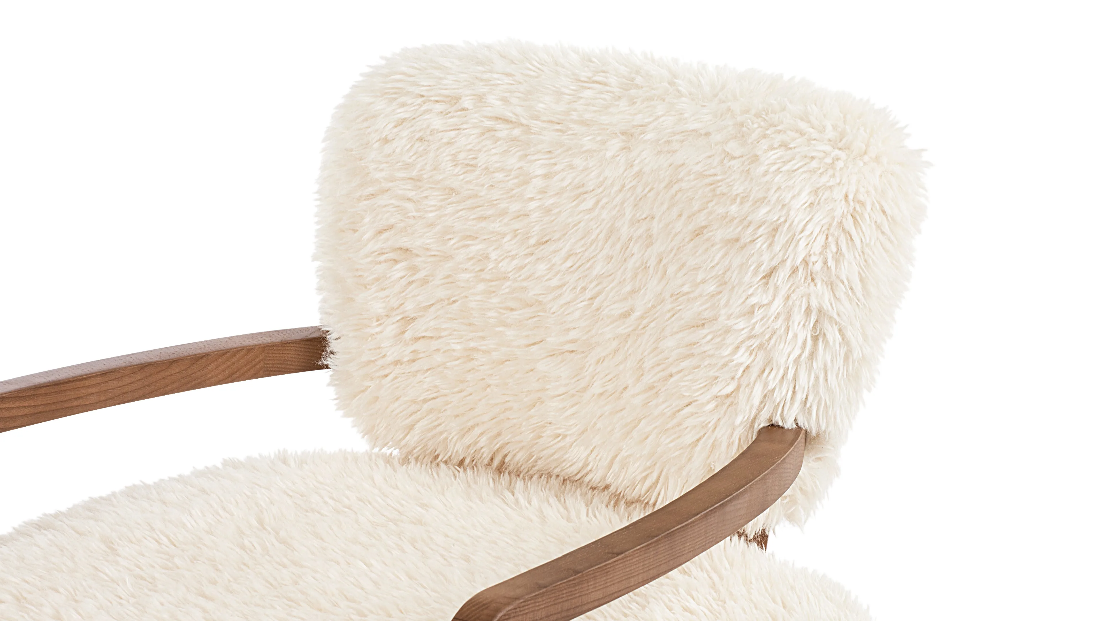 Cabana - Cabana Chair, White Long Hair Sherpa and Walnut