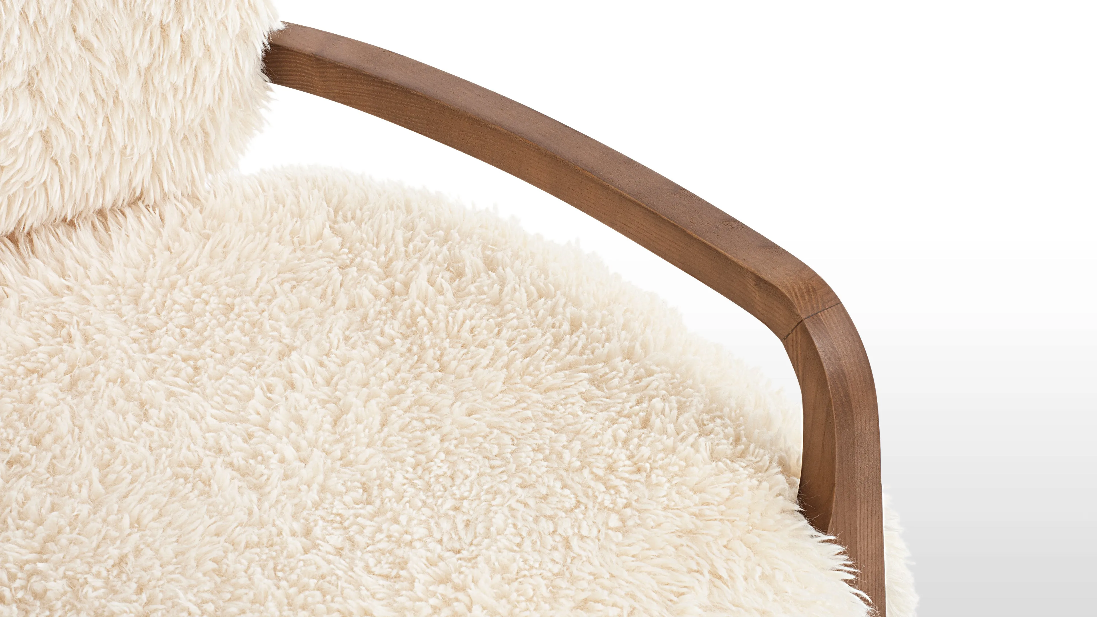 Cabana - Cabana Chair, White Long Hair Sherpa and Walnut