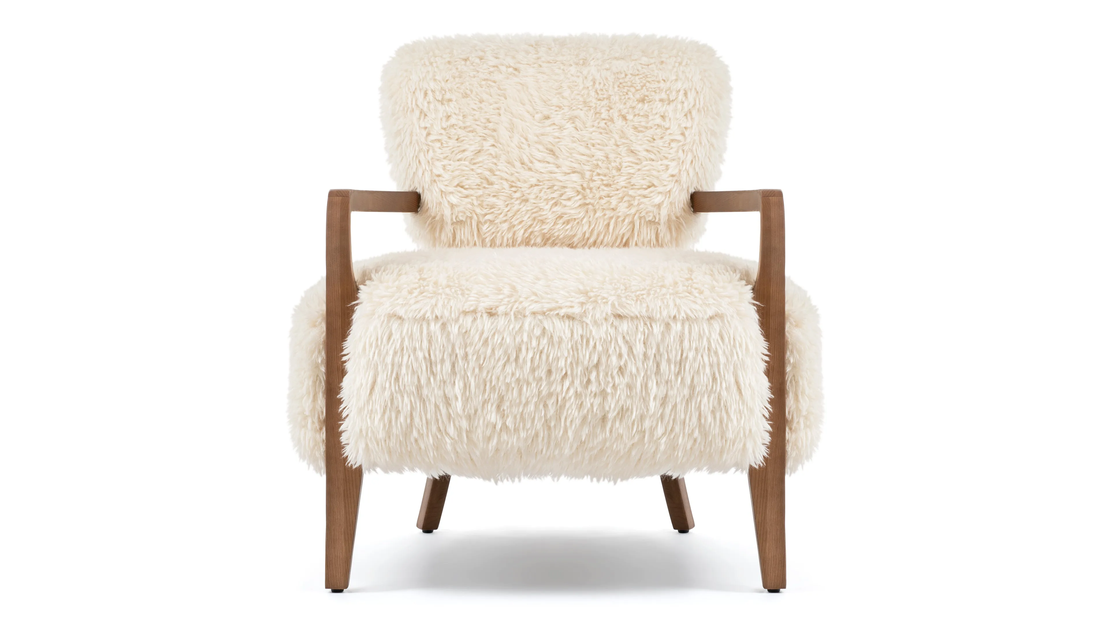 Cabana - Cabana Chair, White Long Hair Sherpa and Walnut