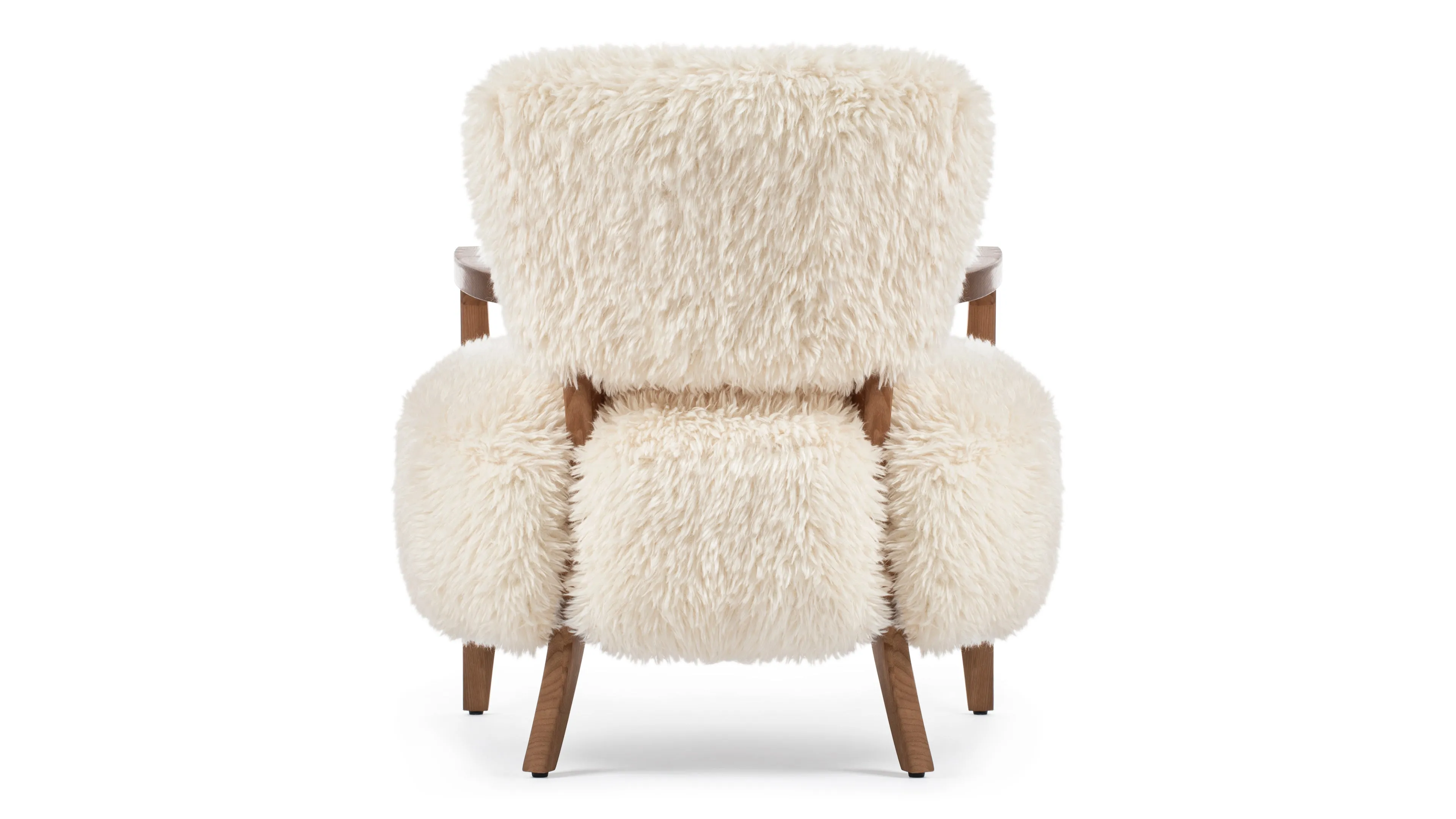 Cabana - Cabana Chair, White Long Hair Sherpa and Walnut